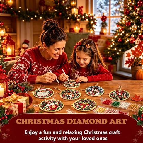 6PCS Wooden Christmas Ornaments DIY Pearl Diamond Art Kits in Kuwait