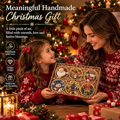 6PCS Wooden Christmas Ornaments DIY Pearl Diamond Art Kits in Kuwait