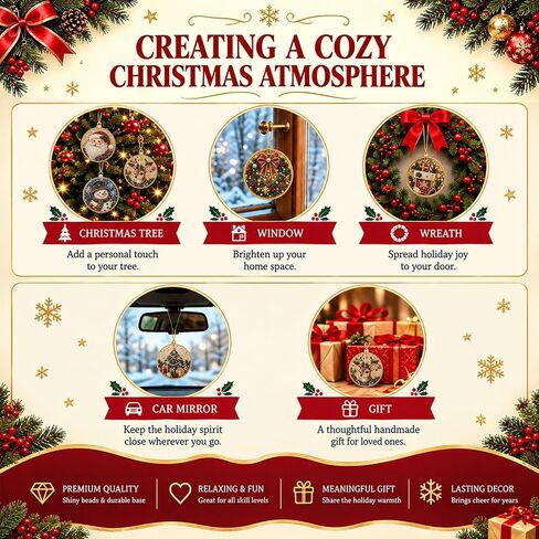 6PCS Wooden Christmas Ornaments DIY Pearl Diamond Art Kits in Kuwait