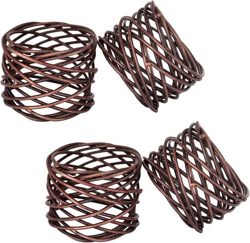 ITOS365 Handmade White Round Mesh Napkin Rings Holder for Dinning Table Parties Everyday, Set of 4 in Kuwait