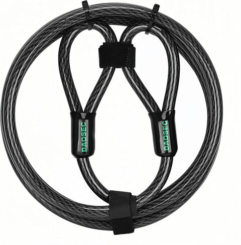 DAOSEC 15ft x 1/2"(12mm) Heavy Duty Braided Galvanized Steel Anti-Theft Security Cable with Looped Ends. for Construction Tools, Boats, ladders, Railing Gates, Lawn mowers, Equipment, etc in Kuwait