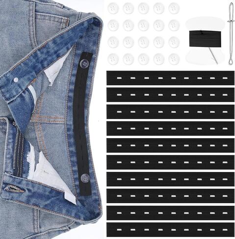 10PCS Adjustable Elastic Waist Tightener for Pants,Women Jeans Button Tightener Pants,Kids Pants Waist Extender, Waist Extenders Supplies,Waist Tightener Tool for Women Men Children in Kuwait