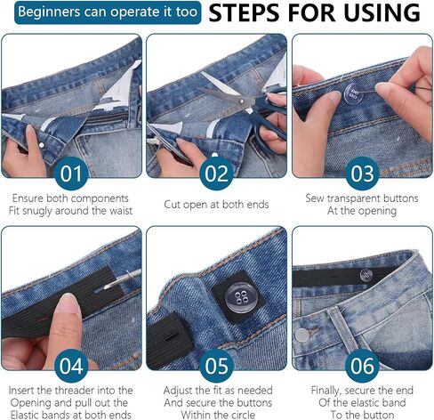 10PCS Adjustable Elastic Waist Tightener for Pants,Women Jeans Button Tightener Pants,Kids Pants Waist Extender, Waist Extenders Supplies,Waist Tightener Tool for Women Men Children in Kuwait