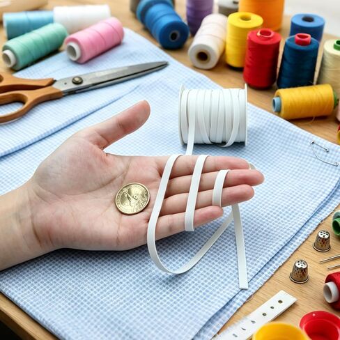 Rubber Elastic Band for Sewing, 1/4 Inch x 30 Yards Natural Sewing Elastic for Swimsuits, Leg Bands, Necklines, Waistbands, 6mm Swimwear Braided Elastic for Yogawear Craft Embellishment in Kuwait