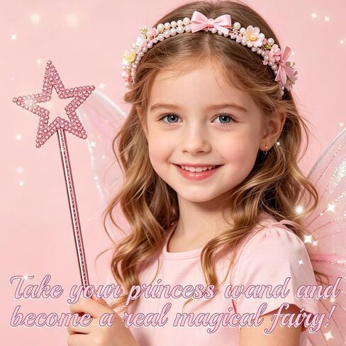 AKYZO 6 Pcs Princess Wand, Sparkling Star Fairy Wands for Little Girls, Glossy Magic Wand for Kids Party Favors, Birthday Dress Up Costume Accessories & Halloween Cosplay（6 Color） in Saudi Arabia