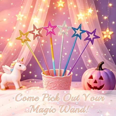 AKYZO 6 Pcs Princess Wand, Sparkling Star Fairy Wands for Little Girls, Glossy Magic Wand for Kids Party Favors, Birthday Dress Up Costume Accessories & Halloween Cosplay（6 Color） in Saudi Arabia