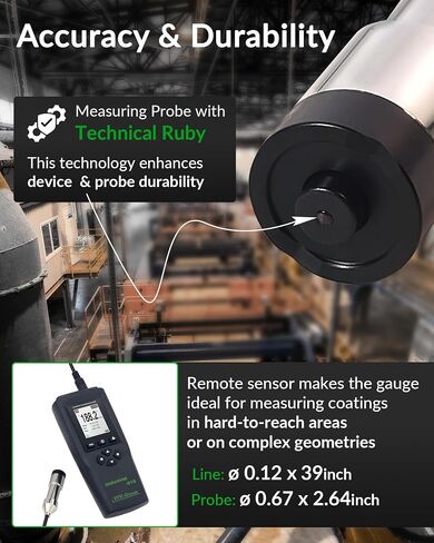 Digital Professional Coating Thickness Gauge Industrial-818 Paint Meter for Fe/NFe with Measuring Range: 0-197 mils | Resolution 0,001 mils in Kuwait