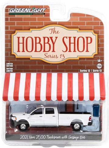 Greenlight 1/64 2021 Ram 2500 Tradesman Truck with Garbage Bin, Hobby Shop Series 13 97130-F in Kuwait