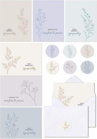 150 Pieces Bulk Pastel Floral Sympathy Cards with Envelopes Sticker in Kuwait