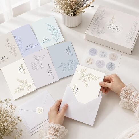 150 Pieces Bulk Pastel Floral Sympathy Cards with Envelopes Sticker in Kuwait