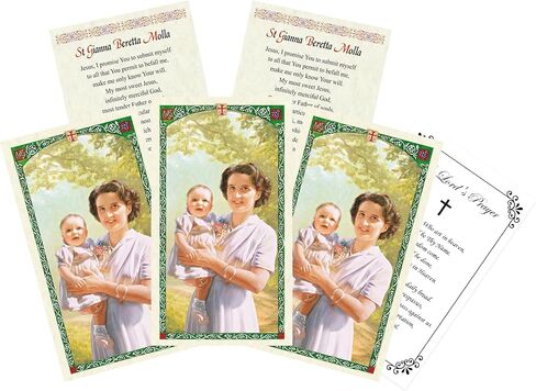 Trendzeen St Gianna Prayer Card - 5 St Gianna Beretta Molla Card with Our Father Prayer Card - Made in Italy Saint Gianna Holy Card Catholic Set, Total 6 Items in Saudi Arabia