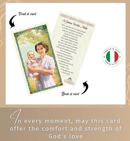 Trendzeen St Gianna Prayer Card - 5 St Gianna Beretta Molla Card with Our Father Prayer Card - Made in Italy Saint Gianna Holy Card Catholic Set, Total 6 Items in Saudi Arabia