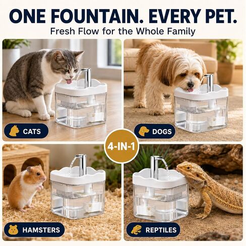 Reptile Water Dispenser,1500ML Large Capacity Circulation Water Dish Bowl for Reptile Terrarium,Bearded Dragon Tank Accessories,Pet Water Fountain Supplies for Leopard Crested Gecko,Snake,Lizard in Kuwait