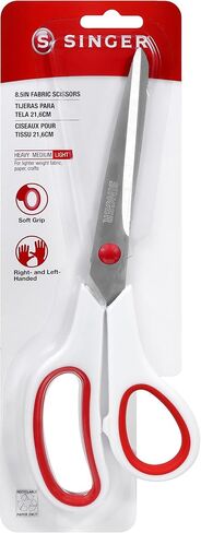 SINGER 8.5" Fabric Scissors, Comfort Grip, Red & White, Dressmaker Shears in Kuwait