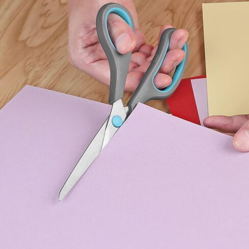 Asdirne 8.5" Scissors, Stainless Steel Blades, Soft Grip Handle, Suitable for Households,Offices and Schools, All Purpose, Blue/Grey in Kuwait