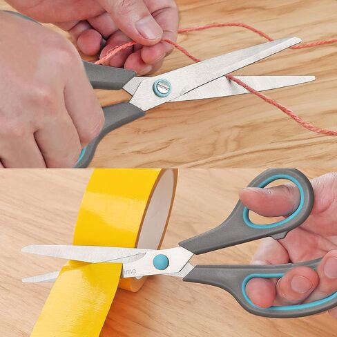 Asdirne 8.5" Scissors, Stainless Steel Blades, Soft Grip Handle, Suitable for Households,Offices and Schools, All Purpose, Blue/Grey in Kuwait