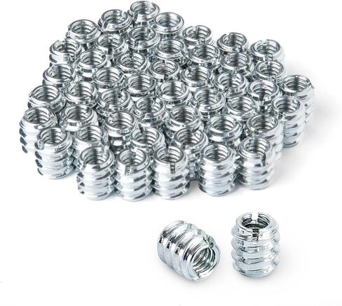 POWERTEC 50 Pcs 1/4"-20 Threaded Inserts for Wood | Nut inserts, Wood Inserts, Screw Inserts for Wood, Suitable for Hardwood, Softwood, Chair, Woodworking and Wood Furniture | 11.9mm Length (QTI1002) in Kuwait