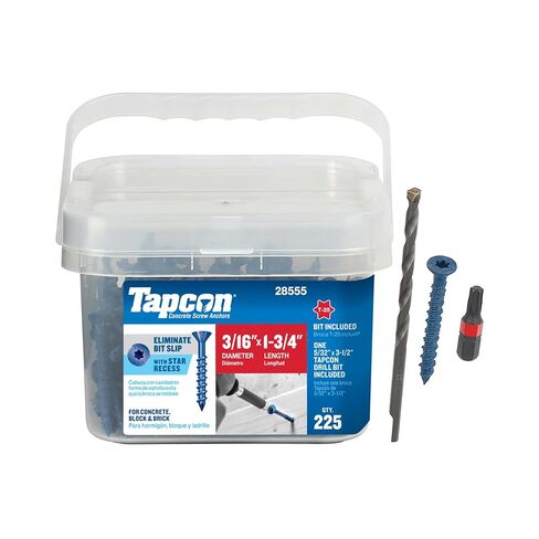 Tapcon 28555 3/16x1-3/4 Blue Star Drive Bugle Head Concrete Anchors 225/Box in Kuwait