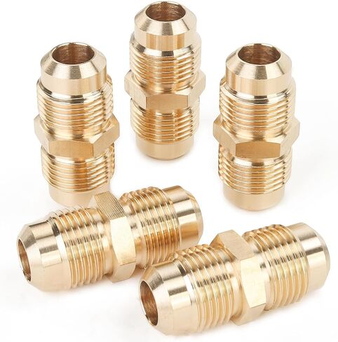 LTWFITTING النحاس 1/4 "مضيئة × 1/4" NPT اتحاد مضيئة الذكور، تركيب أنبوب مضيئة النحاس (حزمة من 5) in Kuwait