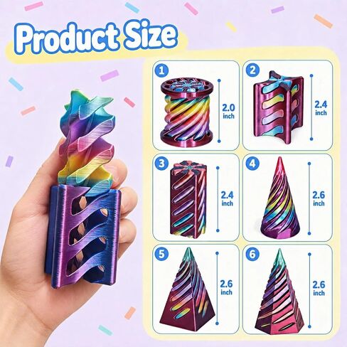 Gemmicho 6 Pack 3D Printed Fidget Toys, Impossible Cone Fidget Toy in Saudi Arabia