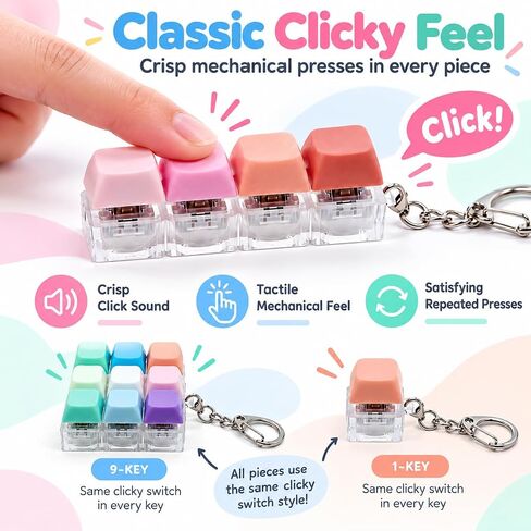 8 PCS Keyboard Fidget Toy Set, Keyboard Keychain Clickers Set, Colorful Keyboard Decompression Toys, Portable Desk Fidgets and Stress Relief Gifts Party Giveaways Favors in Kuwait