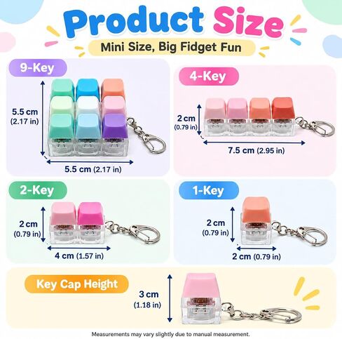 8 PCS Keyboard Fidget Toy Set, Keyboard Keychain Clickers Set, Colorful Keyboard Decompression Toys, Portable Desk Fidgets and Stress Relief Gifts Party Giveaways Favors in Kuwait