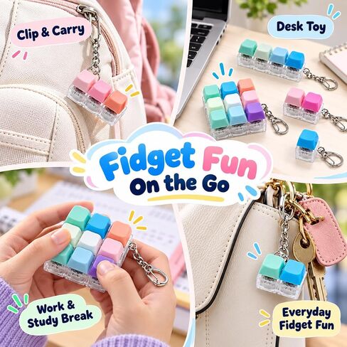 8 PCS Keyboard Fidget Toy Set, Keyboard Keychain Clickers Set, Colorful Keyboard Decompression Toys, Portable Desk Fidgets and Stress Relief Gifts Party Giveaways Favors in Kuwait