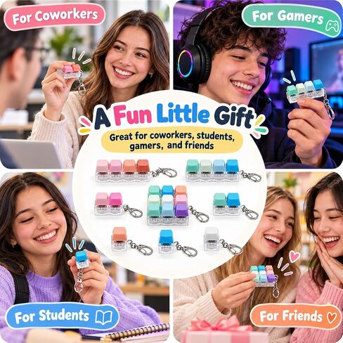 8 PCS Keyboard Fidget Toy Set, Keyboard Keychain Clickers Set, Colorful Keyboard Decompression Toys, Portable Desk Fidgets and Stress Relief Gifts Party Giveaways Favors in Kuwait