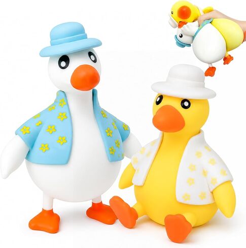 Stress Relief Fidget Set, Duck Sensory Squishy, Portable Anxiety Relief Handheld Gadgets, Adult Relaxation Bundle for Office Classroom Stress Release, Ideal Gift for Friends Colleagues (Yellow+Blue) in Saudi Arabia