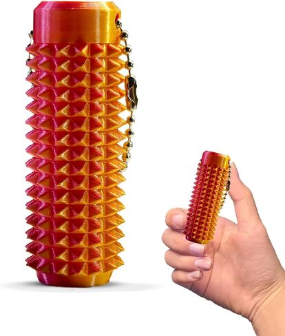 3D Rotatable Little Ouchies Fidget ,Pain Stim Fidget Toy ,Pocket-Sized Stim Keychain with Spiky Grippie Design Spiky Fidget Keychain for Anxiety and Stress Reduction Tactile Fidget for Adhd-Orange+Red in Kuwait