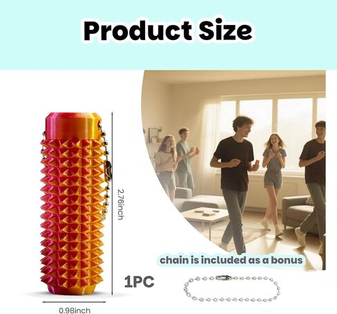3D Rotatable Little Ouchies Fidget ,Pain Stim Fidget Toy ,Pocket-Sized Stim Keychain with Spiky Grippie Design Spiky Fidget Keychain for Anxiety and Stress Reduction Tactile Fidget for Adhd-Orange+Red in Kuwait