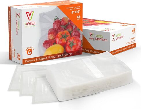 [5 mil Food Vacuum Bags] Vesta Precision Premium PreCut Vacuum Sealer Bags - 8 x 10 Inches, 44 count, 5 Mil Thickness, Puncture Resistant, Ideal for Food Storage, Meal Prep, and Sous Vide in Kuwait
