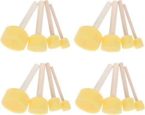 16pcs Wooden Handle Sponge Brush Set, 4 Sizes Round Daubers in Kuwait