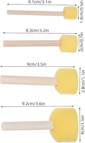 16pcs Wooden Handle Sponge Brush Set, 4 Sizes Round Daubers in Kuwait