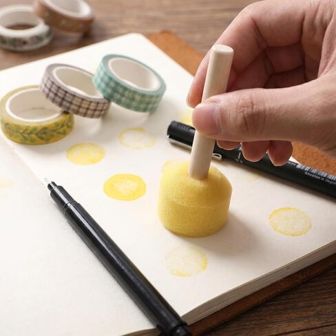 16pcs Wooden Handle Sponge Brush Set, 4 Sizes Round Daubers in Kuwait