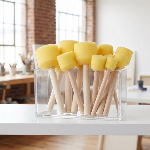 16pcs Wooden Handle Sponge Brush Set, 4 Sizes Round Daubers in Kuwait