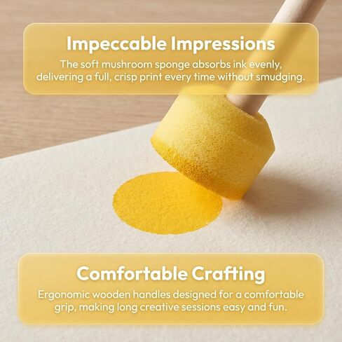 16pcs Wooden Handle Sponge Brush Set, 4 Sizes Round Daubers in Kuwait