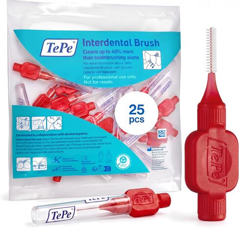 TEPE Interdental Brush Original, Soft Dental Brush for Teeth Cleaning, Pack of 25, 0.7 mm, Medium Gaps, Yellow, Size 4 in Kuwait