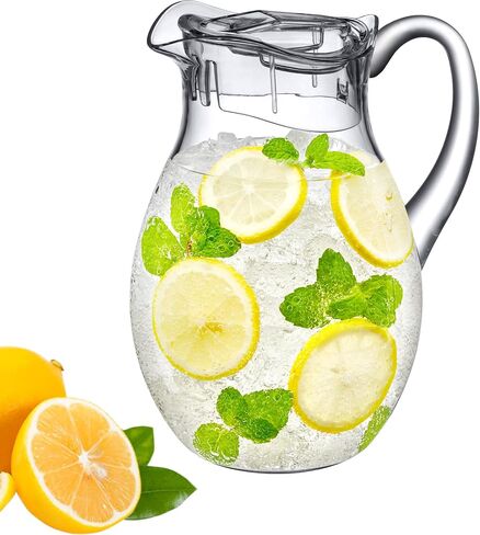 اميزدنج اببي - ابريق ماء اكريليك شفاف بغطاء من بابلي (76 اونصة)، ابريق ثلاجة خالي من البيسفينول ايه ومقاوم للكسر ورائع للشاي المثلج والسانجريا وعصير الليمون والحليب وغيرها in Kuwait