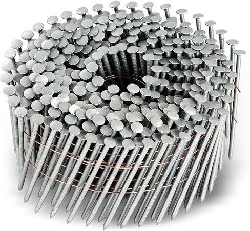 Wire Coil Siding Nails - 1-1/2 x 0.092 Ring Shank 15 Degree Full Round Head Siding Nails, 3600 Count Hot-Dipped Galvanized for Rough Nailing of Lathing and Sheathing Materials in Kuwait