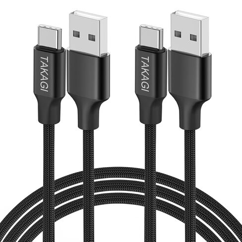 TAKAGI USB Type C Cable 3A Fast Charging, (3-Pack 6feet) USB-A to USB-C Nylon Braided Data Sync Transfer Cord Compatible with Galaxy S20 S10 S9 S8, Note 20 10 and iPhone 15/15 Pro Max USB C Charger in Kuwait