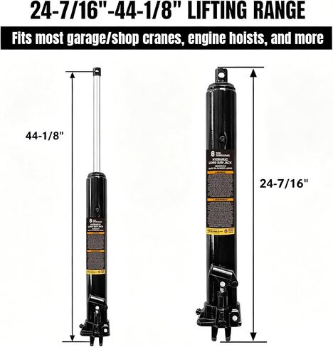 Torin 3 Ton Hydraulic Long Ram Jack with Single Piston Pump and Clevis Base (Fits: Garage/Shop Cranes, Engine Hoists, and More) w/Handle, Black, AT30306B in Kuwait