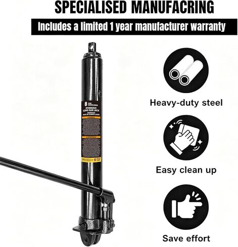 Torin 3 Ton Hydraulic Long Ram Jack with Single Piston Pump and Clevis Base (Fits: Garage/Shop Cranes, Engine Hoists, and More) w/Handle, Black, AT30306B in Kuwait
