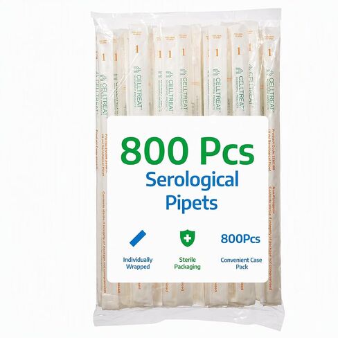 Celltreat 229202B Serological Pipet, 2mL Capacity, Sterile, Individually Wrapped/Bag (Case of 600), Green in Kuwait