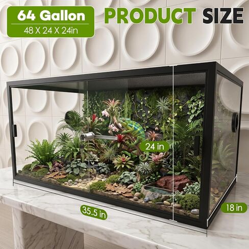 ALOTIKI 64 Gallon Reptile Enclosure 36"x24"x18" Bearded Dragon Reptile Tank in Kuwait