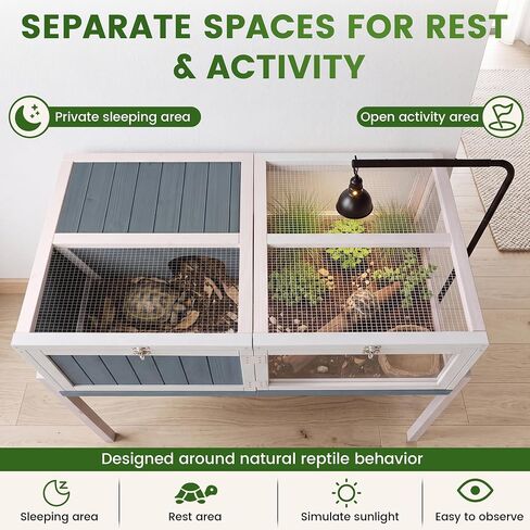 43" Large Tortoise Habitat with Stand, Wooden Turtle Enclosure Reptile Cage in Kuwait