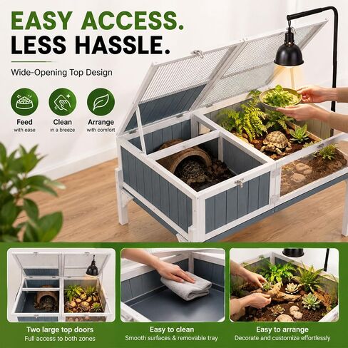 43" Large Tortoise Habitat with Stand, Wooden Turtle Enclosure Reptile Cage in Kuwait