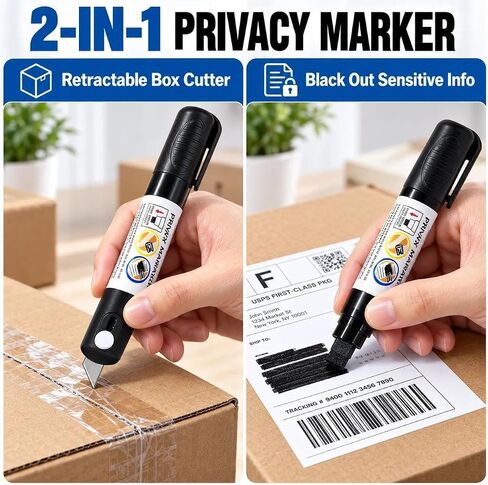 8 Pack Privacy Blackout Markers with Package Opener, Security Markers in Kuwait