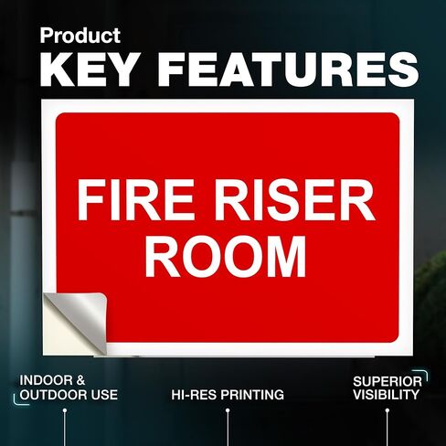 Fire Riser Room Sticker - 7x10 Vinyl Fire Extinguisher Inside Sticker - Waterproof Fire Sprinkler Riser Room Sign - Fire Extinguisher Wall Signs in Kuwait