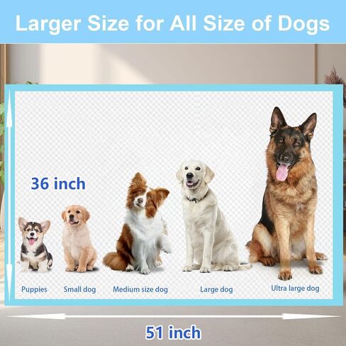 XXXXL Puppy Pee Pads for Dogs 36"x51" 40 Count, Extra Large Dog Pee Pads, Leak-Proof & Super Absorbent Dog Pee Pads, Thicken Disposable Potty Pads Puppy Training Pads for Cats Rabbits in Saudi Arabia